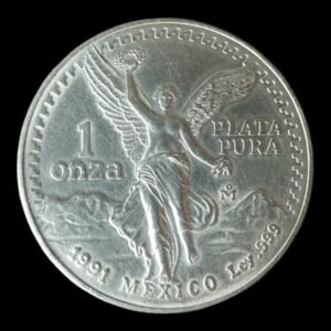 Moneda 1 Onza de Plata .999 Libertad - Mexico 1991 ( Limpiada)