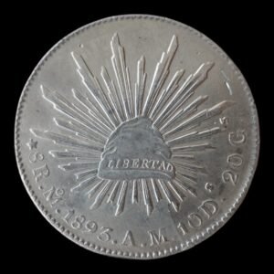 Mexico 1893 M A.M. 8 Reales Plata (.903) Mexico  Mint 26,85 Gr. ( Rayada )