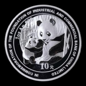 Panda 2005 – Moneda Conmemorativa 10 Yuan China– “Foundation of Industrial and Commercial Bank” – 1 Onza de Plata .999
