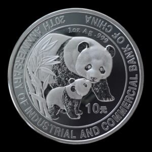 Panda 2004 – Moneda 10 Yuan China – 1 Onza de Plata .999 (Conmemorativa 20º Aniversario Bank of China)