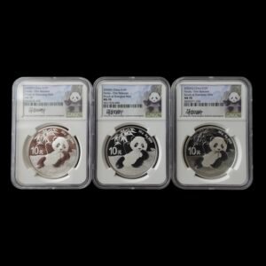 RARO - Set 3 Pandas 2020 – 30 gr. Plata .999 – 10 Yuan China - NGC MS 70