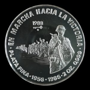 20 Pesos  1988 - República de Cuba - “En marcha hacia la Victoria “ - 2 Onzas Plata .999