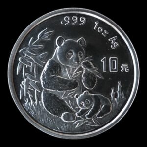 Panda 1996 – Moneda 10 Yuan China – 1 Onza de Plata .999 (Fecha Pequeña)