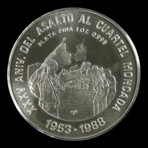 10 Pesos 1988 - República de Cuba - “Asalto al cuartel Moncada  “ - 1 Onza Plata .999