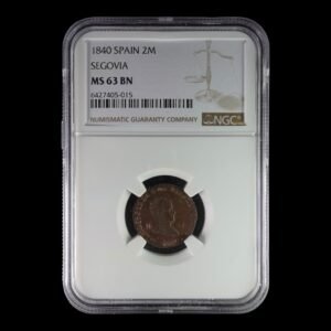 Isabel II. 2 Maravedís Segovia 1840 - AC-51. NGC MS 63
