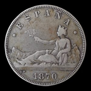 5 Pesetas 1870 *70 - Gobierno Provisional  (Duro de Plata) -24,65  Gr.