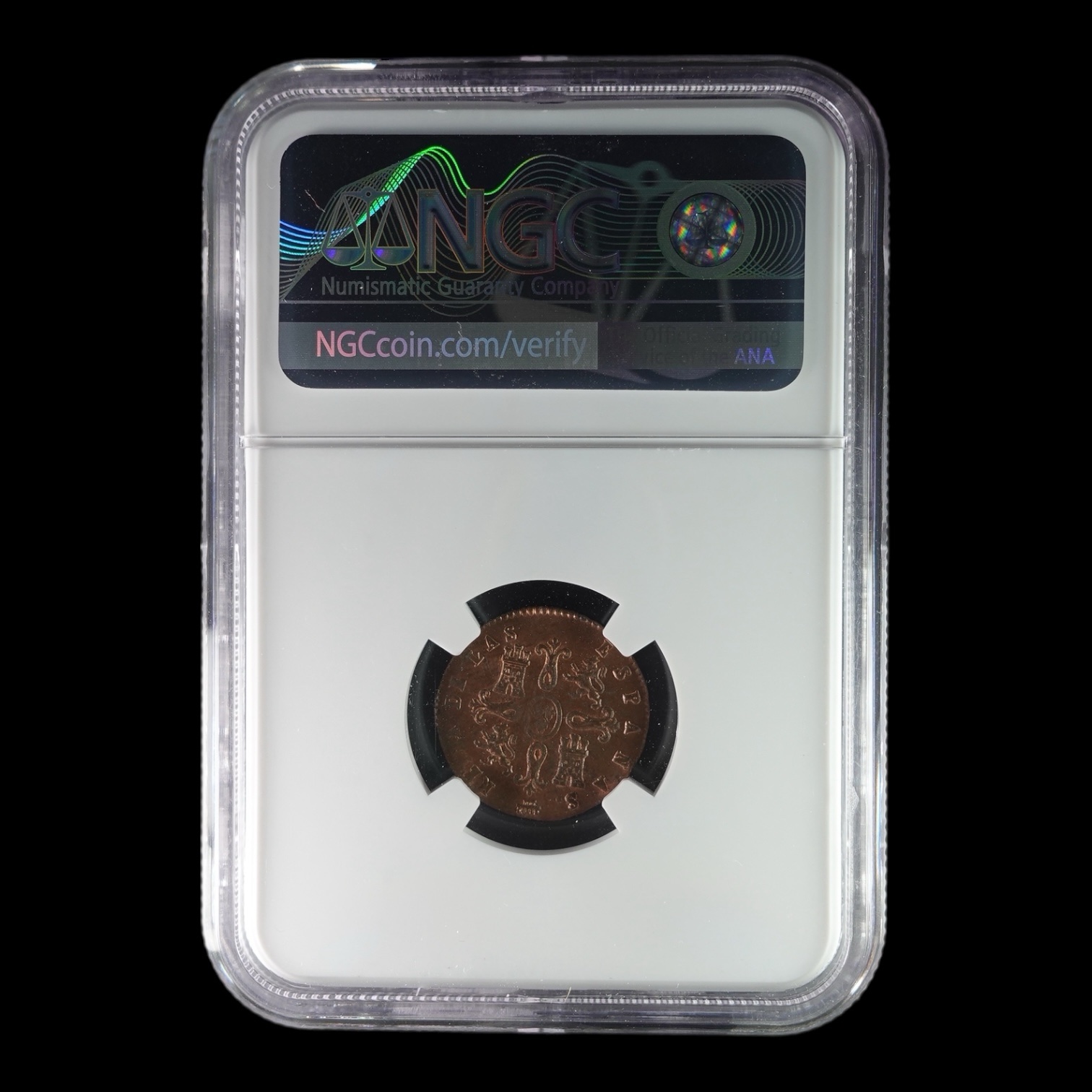 Isabel II. 2 Maravedís Segovia 1840 - AC-51. NGC MS 63 - Imagen 2