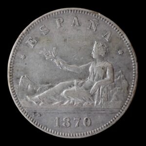 5 Pesetas 1870 *70 - Gobierno Provisional  (Duro de Plata) -24,94 Gr.