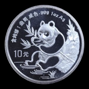 Panda 1991 – Moneda 10 Yuan China – 1 Onza de Plata .999 ( Fecha Grande)
