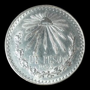 Mexico -1$ Un Peso Resplandor año 1933 , 16,56  Gr. de Plata