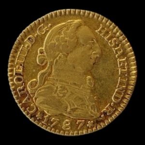 Moneda de Oro 1 Escudo Carlos III 1787 Madrid DV - 3,35  Gr.