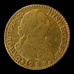 Moneda de Oro 1 Escudo Carlos III 1787 Madrid DV - 3,27  Gr.