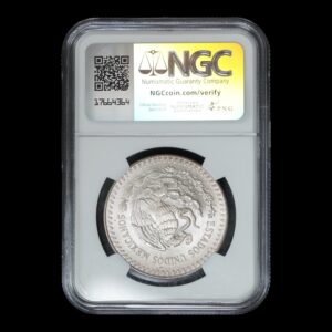Alternative view of RARA- México – 1 Onza de Plata Pura .999 ‘Libertad’ – 1991 “ Small Onza” - NGC MS65
