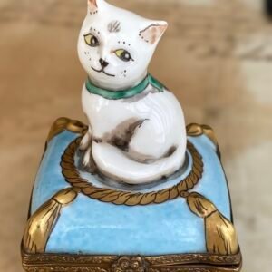 Bonita caja Pastillero de Porcelana Limoges ( Trinket Box ) pintada a mano.