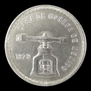México – 1 Onza de Plata .999 – 1979 – Balanza y Prensa – (Limpiada )
