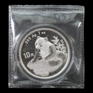 Panda 1998 – Moneda 10 Yuan China – 1 Onza de Plata .999 (Fecha Pequeña – Sellada)