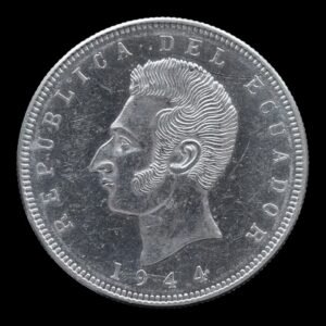 Ecuador – 5 Sucres de Plata – 1944 – 24,95 g (.720) – Casa de Moneda de México
