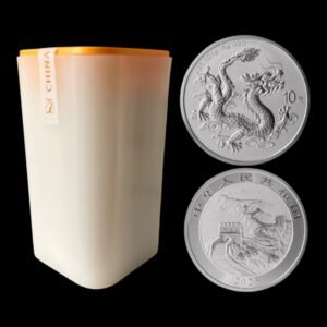 Tubo con 20 x China - 10 Yuan Dragón 2025 - 1 Oz de Plata .999 BU
