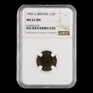 Malta – ⅓ Farthing de Bronce – Eduardo VII – 1902 – 0,94 g – NGC MS62