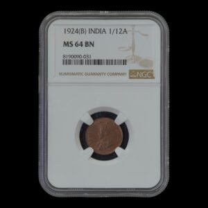 British India – 1/12 Anna – 1923 (B) – Jorge V – Cobre – NGC MS64 RB