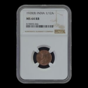 British India – 1/12 Anna – 1928 (B) – Jorge V – Cobre – NGC MS64 RB