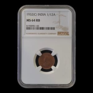 British India – 1/12 Anna – 1932 (C) – Jorge V – Cobre – NGC MS64 RB