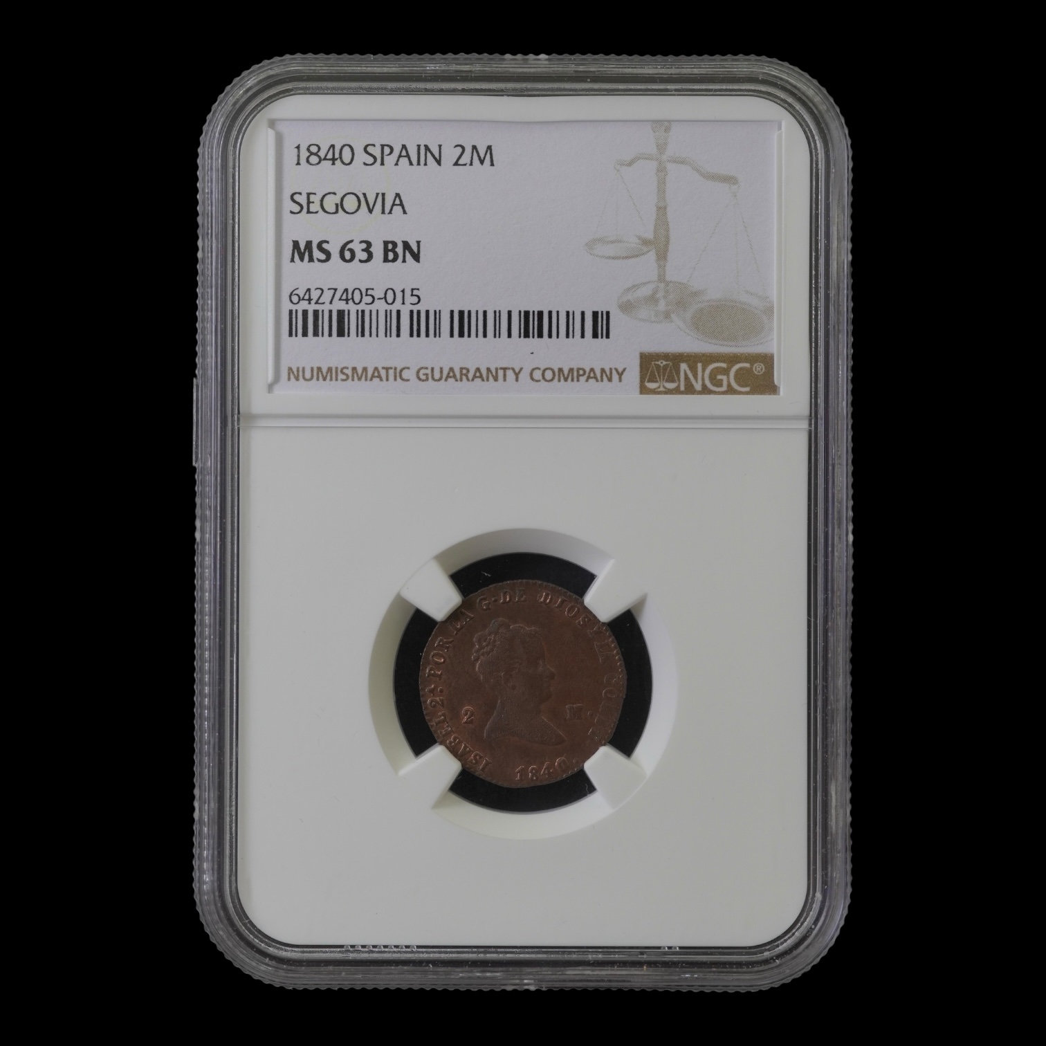 España - 2 Maravedíes 1840 Segovia NGC MS64