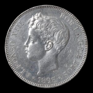 España – 5 Pesetas ‘Alfonso XIII’ – 1898 *98 S.G.V. – Plata .900 – 25 Gr.