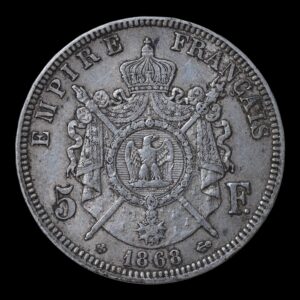 Alternative view of Francia – 5 Francs ‘Napoleón III’ – 1868 BB – Plata .900 – 24,79 g