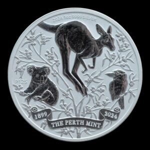 Australia – 1 Onza de Plata .9999 – 125º Aniversario Perth Mint 2024 (BU, en cápsula)