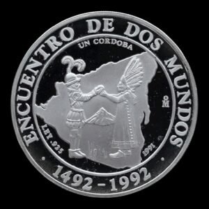 Nicaragua – Moneda 1 Córdoba ‘Encuentro entre dos mundos’ – 1991 – 27 g de Plata .925