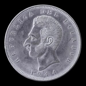 Ecuador – 5 Sucres de Plata – 1944 – 24,95 g (.720) – Casa de Moneda de México