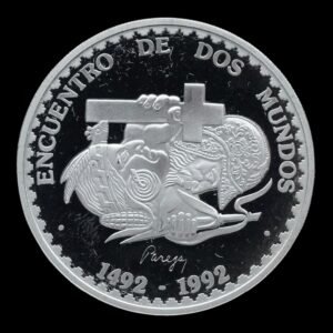 Perú – Moneda 1 Nuevo Sol ‘Encuentro entre Dos Mundos’ (horizontal) – 1991 – 27,05 gr de Plata .925