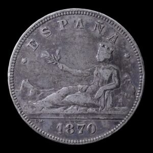 España – 5 Pesetas ‘Gobierno Provisional’ – 1870*70 – Plata .900 – 24,89 g