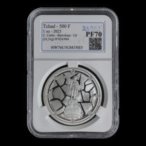 Andorrano Joyería – Moneda 500 Francs – 2025 – 1 Onza de Plata .999 “Edición Limitada a 964 Unidades – Colón Barcelona” - NCV MS70
