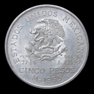 Alternative view of México – 5 Pesos de Plata ‘Hidalgo’ – 1953 – 27,71 g (.720)