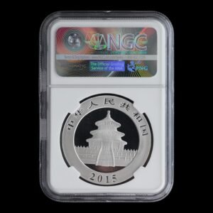 Alternative view of Panda 2015 – Moneda 10 Yuan China – 1 Onza de Plata .999 – NGC MS70