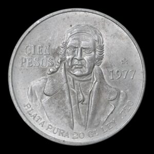 México – Moneda 100 Pesos 1977 - de Plata (.720) “Morelos” – 27,78 g