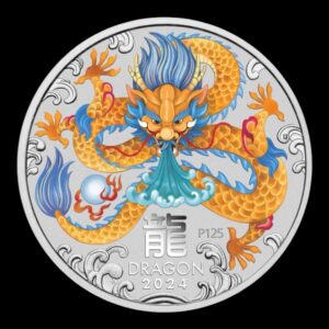 Australia – 1 Dollar – 2024 – “Año del Dragón (Lunar Series III / Melbourne Money Expo ANDA Special)” – 1/4 Onza de Plata .9999 – Coloreada – En Blíster
