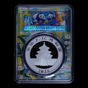 Alternative view of Panda 2025 – 30 g Plata .999 – 10 Yuan China – PCGS MS70 (First Day of Issue)