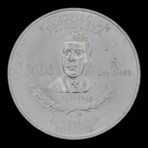 México – Moneda 100 Pesos 1 Onzas de Plata .999 – 1988 –“Nacionalización de la Industria Petrolera”