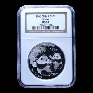 Panda 2006 – Moneda 10 Yuan China – 1 Onza de Plata .999 - NGC MS69 ( MANCHAS)