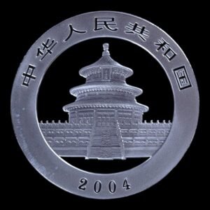 Alternative view of Panda 2004 – Moneda 10 Yuan China – 1 Onza de Plata .999 - MANCHAS