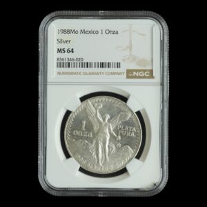México – 1 Onza de Plata .999 ‘Libertad’ – 1988 (Rara) NGC MS64