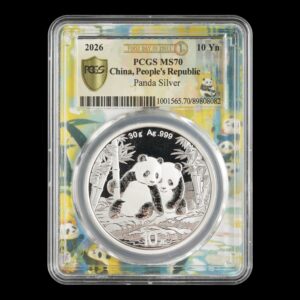 Panda 2026 – Moneda 10 Yuan China – 30 g Plata .999 PCGS MS70