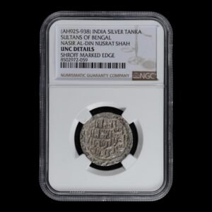 India – Silver Tanka – (AH 925–938)– Sultanes de Bengala – Nasir al-Din Nusrat Shah – NGC UNC Details (Shroff Marked Edge)