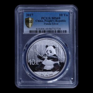 Panda 2017 – Moneda 10 Yuan China – 30 Gr. de Plata .999 -PCGS MS69