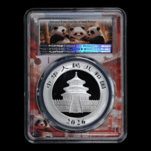 Alternative view of Panda 2026 – Moneda 10 Yuan China – 30 g Plata .999 PCGS MS70