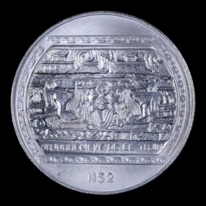 México – 2 Pesos ‘Bajorrelieve de El Tajín’ – 1993 – 1/2 Onza de Plata Pura .999 – Serie Precolombina