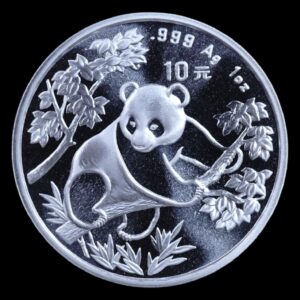 Panda 1992 – Moneda 10 Yuan China – 1 Onza de Plata .999 (MANCHAS)